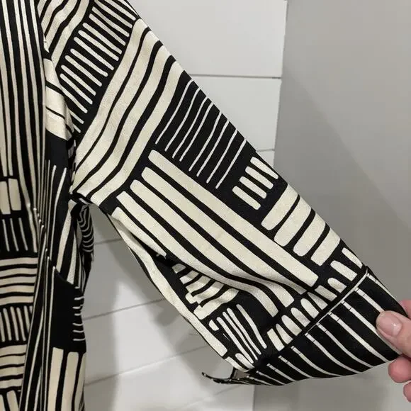 Ali Miles | Top Pullover Striped 3/4 Sleeves Black Tan Classic Work Wear Size 3x - Picture 4 of 12